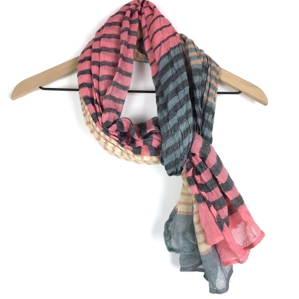 CHARMING CHARLIE Scarf Stripe Sheer Colorblock Lightweight Minimalist Boho Soft